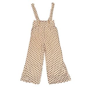 GILLI Cream Jumpsuit with Brown Polka Dots  Size Large